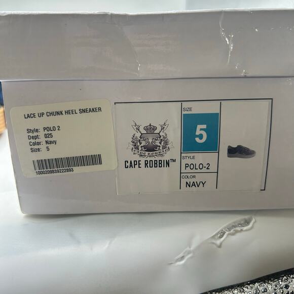 New Cape Robbin Velvet POLO 2 Navy Lace Up Chunky Retro Y2K Heel Sneakers Size 5 - Picture 10 of 11